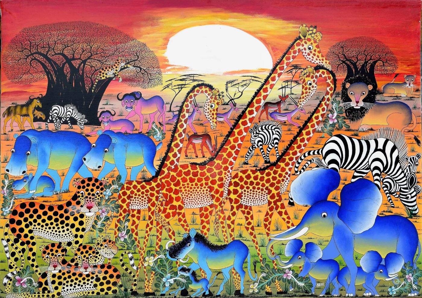 African  art of giraffes 