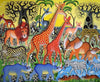 African painting of giraffes in the wild