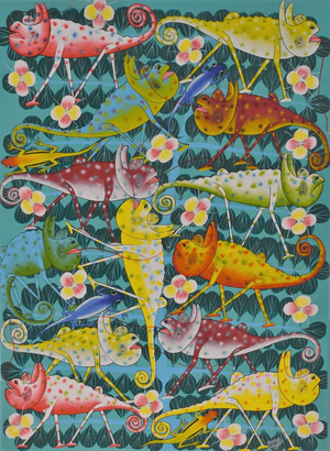 African  art of chameleon 