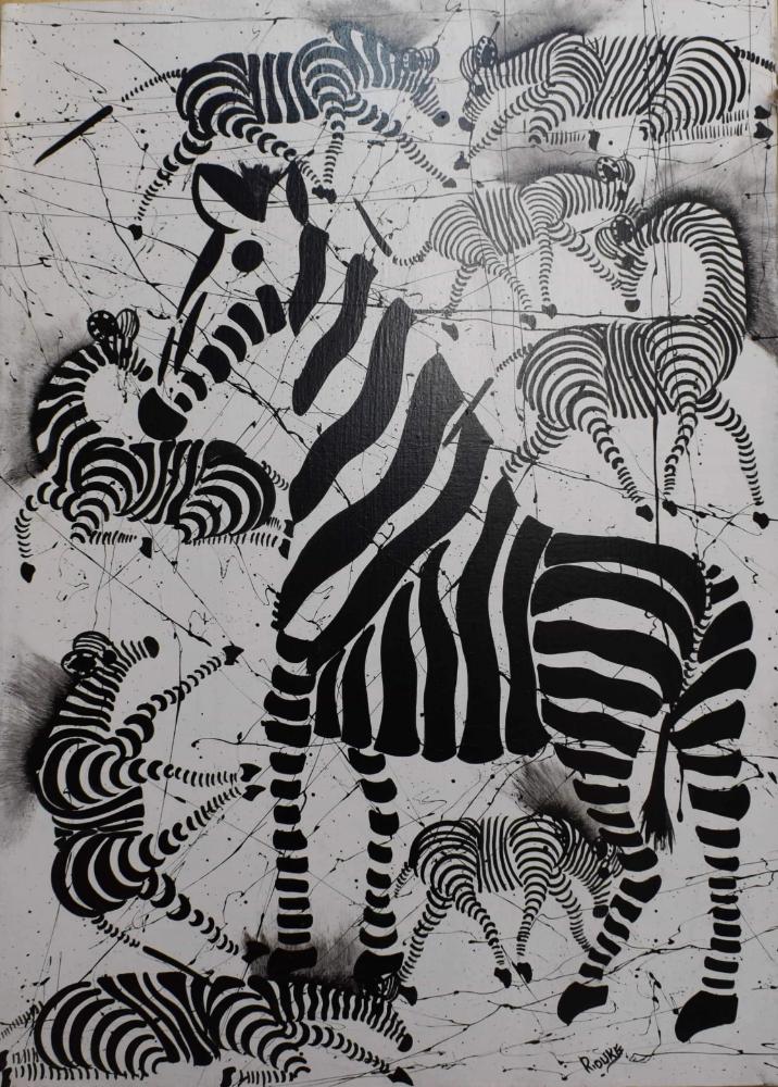 African art of many zebras for sale