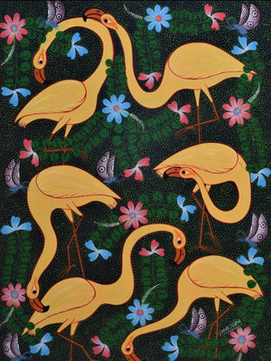 african art of flamingos