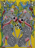 African art of two lions in the jungle for sale