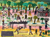 african painting of people cutting down trees